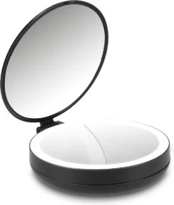Navaris 1x/5x Vergrotende Make-up Spiegel - Compacte Opvouwbare Kap- En Reisspiegel - Led-verlichte Dubbelzijdige Make-upspiegel - Zwart -Hoogwaardige Cosmetica 1023x1200