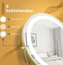 Great's® Make Up Spiegel Met LED Verlichting - ⌀ 40cm - Visagie Spiegel Rond - Extra Close Up Spiegeltje 10x - Goud -Hoogwaardige Cosmetica 1157x1200 2
