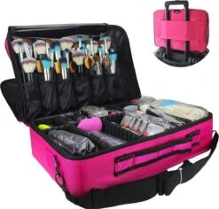 Cosmetica Koffer - Make-up Koffer Met Verstelbare Vakken - Visagie En Nagelstyliste Beauty Koffer - 40x30x14CM - Roze -Hoogwaardige Cosmetica 1200x1146