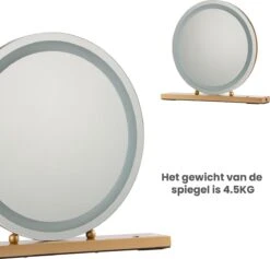 Nuvoo Make-up Spiegel - Visagie Spiegel - Hollywood Spiegel - Diameter 50cm - 3 Licht Tinten - Dimbaar - USB Telefoonoplader - Goud -Hoogwaardige Cosmetica 1200x1152