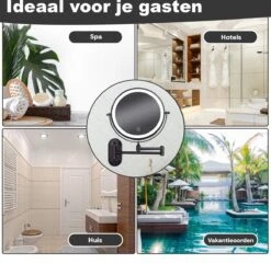 Make Up - Spiegel - Led Verlichting - 10X Vergroting - 3 Lichtstanden - Wandspiegel Rond - Badkamer - Mat Zwart - Draadloos -Hoogwaardige Cosmetica 1200x1170 9