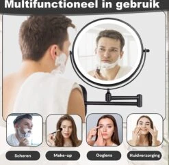 Make Up - Spiegel - Led Verlichting - 10X Vergroting - 3 Lichtstanden - Wandspiegel Rond - Badkamer - Mat Zwart - Draadloos -Hoogwaardige Cosmetica 1200x1174 4