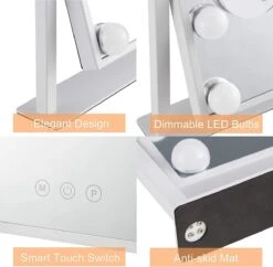 Bright Beauty Vanity Make Up Spiegel Met Verlichting - Wit - Dimbaar Met Drie Lichtstanden -Hoogwaardige Cosmetica 1200x1177 1