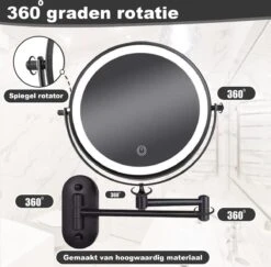 Make Up - Spiegel - Led Verlichting - 10X Vergroting - 3 Lichtstanden - Wandspiegel Rond - Badkamer - Mat Zwart - Draadloos -Hoogwaardige Cosmetica 1200x1180 1