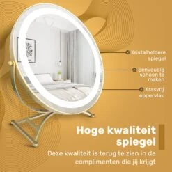 Great's® Make Up Spiegel Met LED Verlichting - ⌀ 40cm - Visagie Spiegel Rond - Extra Close Up Spiegeltje 10x - Goud -Hoogwaardige Cosmetica 1200x1200 268