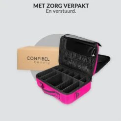 Cosmetica Koffer - Make-up Koffer Met Verstelbare Vakken - Visagie En Nagelstyliste Beauty Koffer - 40x30x14CM - Roze -Hoogwaardige Cosmetica 1200x1200 281