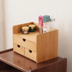 Merkloos Decopatent® Luxe Make-up Organizer Met 3 Lades - Cosmetica Organizer Make Up Met Schuiflade Bamboe Hout - Cosmeticahouder - Toren -Hoogwaardige Cosmetica 1200x1200 307