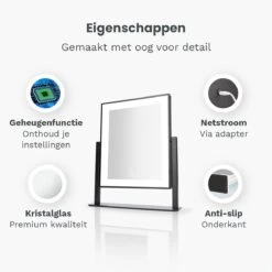 Mirlux Hollywood Spiegel Met Verlichting - Make Up - Visagie - Dimbaar LED Lampen Licht - Zwart -Hoogwaardige Cosmetica 1200x1200 316