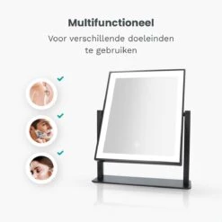 Mirlux Hollywood Spiegel Met Verlichting - Make Up - Visagie - Dimbaar LED Lampen Licht - Zwart -Hoogwaardige Cosmetica 1200x1200 317