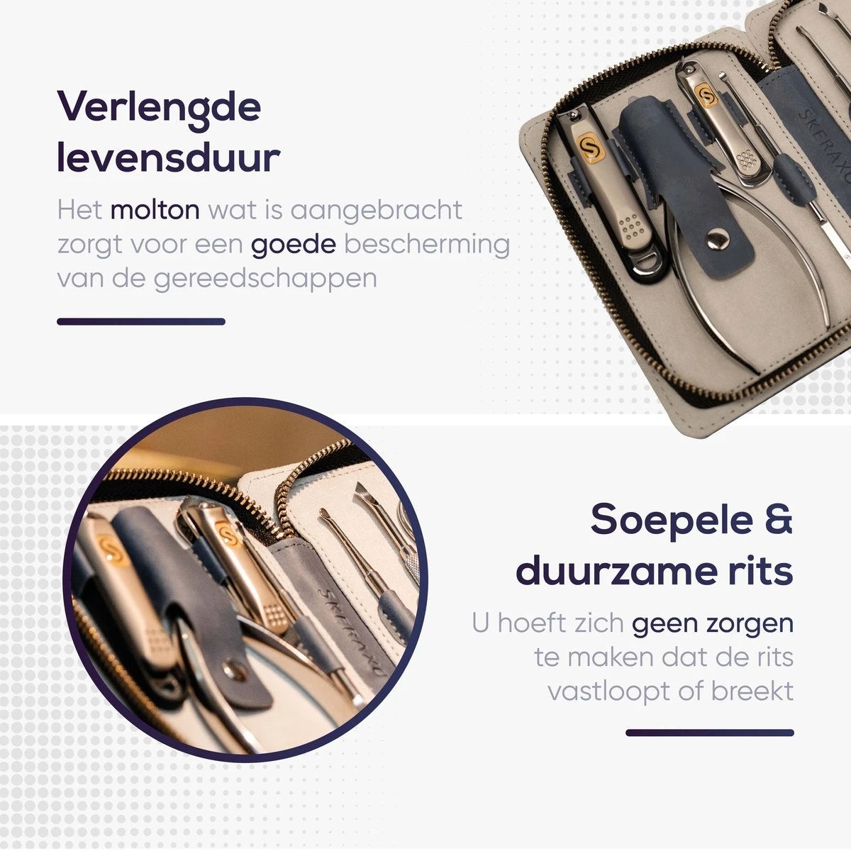 Skeraxo 8-delige Luxe Verschillende Tools - Professioneel Manicure Set & Pedicureset Met Nagelvijl & Nageltang – Behandeling Nagels En Huid 13 Skeraxo 8-delige Luxe Verschillende Tools - Professioneel Manicure Set & Pedicureset Met Nagelvijl & Nageltang – Behandeling Nagels En Huid - Afbeelding 13