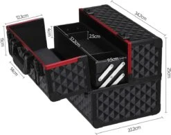 Make-upkoffer, Kapperskoffer, Cosmeticakoffer, Lege Nagelkoffer, Multikoffer, Afsluitbaar Voor Nageldesign/massageolie/fotoapparatuur, 34,7 X 22,2 X 25 Cm , Volledig Zwart HM-YAHEE-411233 -Hoogwaardige Cosmetica 1200x946