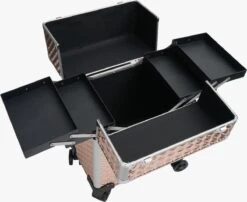 Koffer Gouden Kleur | Beautycase / Beautykoffer / Trolley Van Aluminium - 8 Wielen - Kapper Koffer - Tattoo Koffer - Nagel Koffer - Make-up Koffer -Hoogwaardige Cosmetica 1200x979