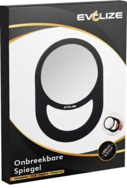 Evolize Onbreekbare Spiegel Met Handvat - Ø 16,5 Cm - Ophangbaar - Rond - Handspiegel - Kappersspiegel - Reisspiegel - Make Up - Afmeting: 28 X 19 Cm - Zwart -Hoogwaardige Cosmetica 809x1200